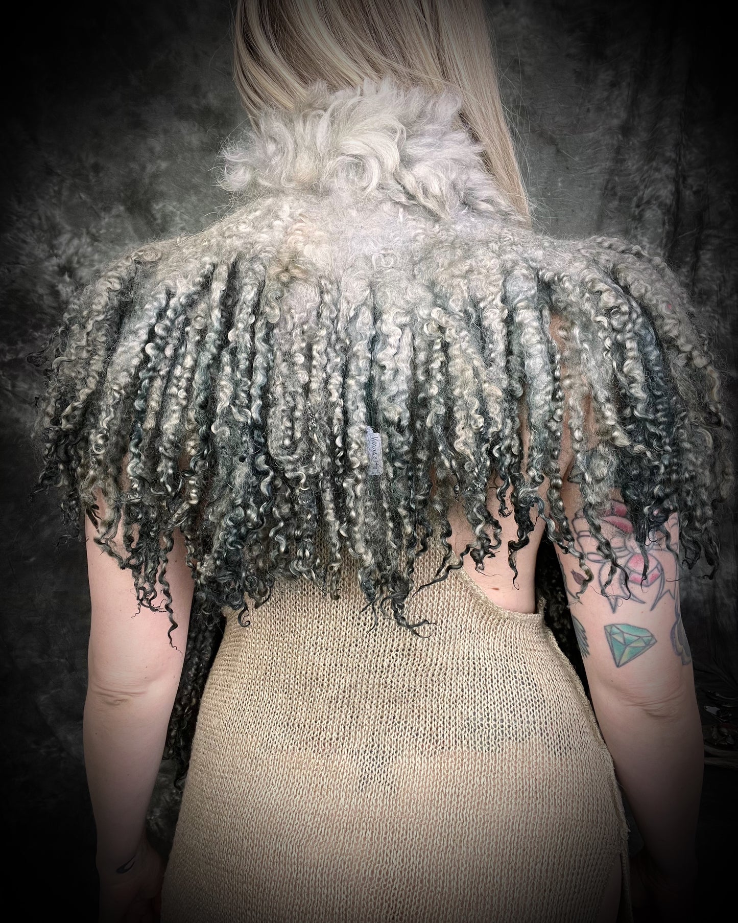 Handmade merino wool Renaissance cosplay wooly shawl. Curly felted wool cape for costume, photoshoots or everyday magic. 