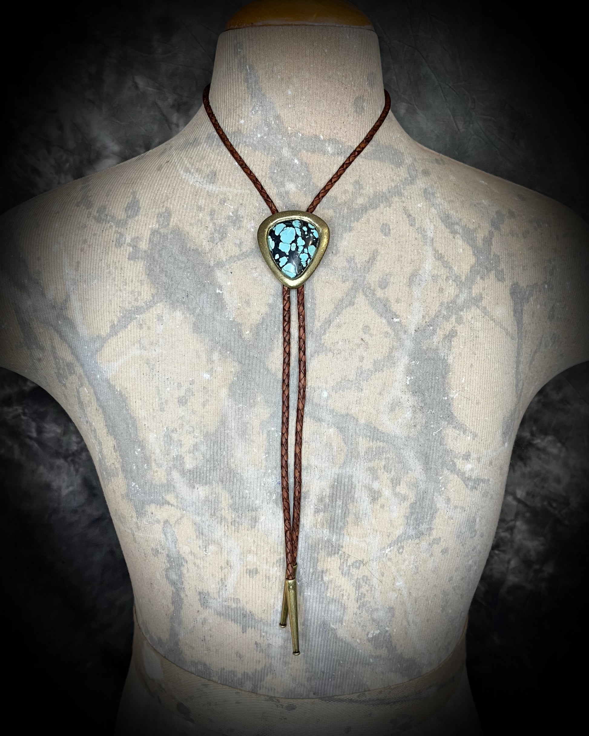 Handmade spiritual western boho inspired bolo tie gift for him, modern day outlaw accessories. 