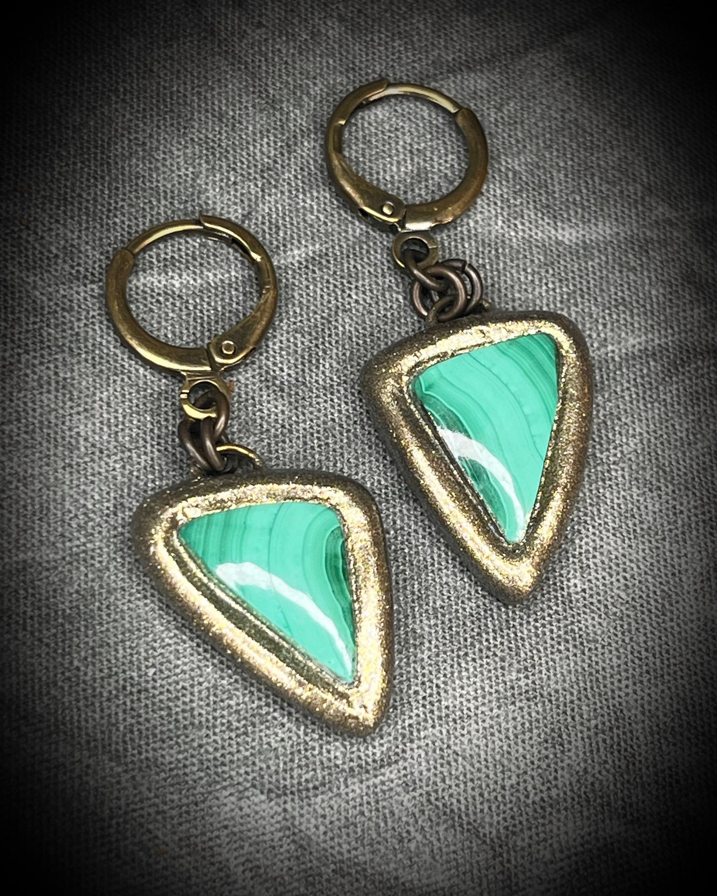 Malachite Dangle Earrings in Gold Finish - Earthy and Empowering Drop Earrings gift for her. 