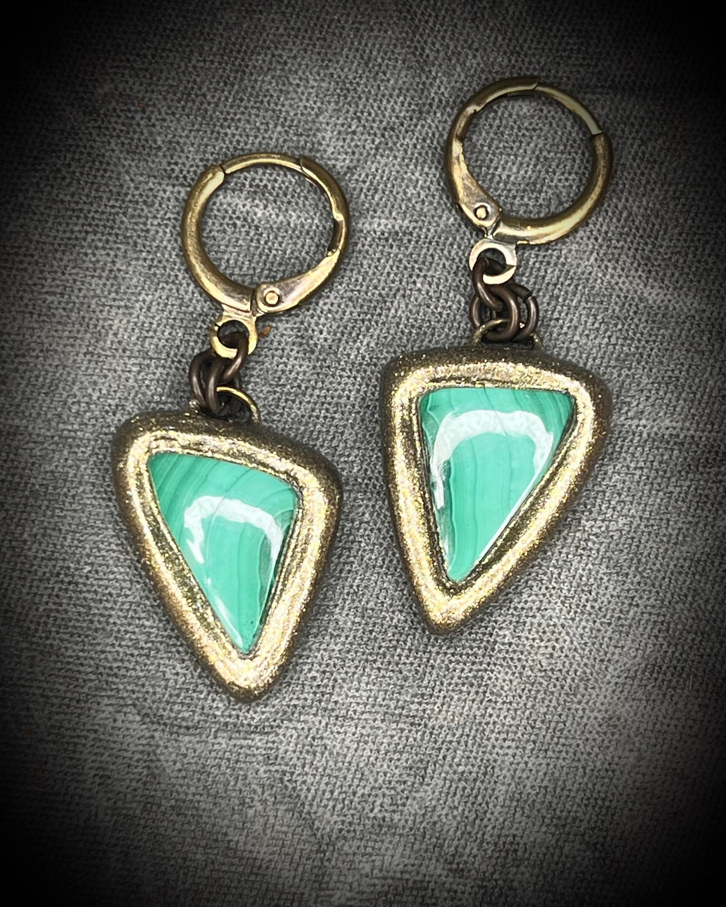 Malachite Dangle Earrings in Gold Finish - Earthy and Empowering Drop Earrings gift for her. 