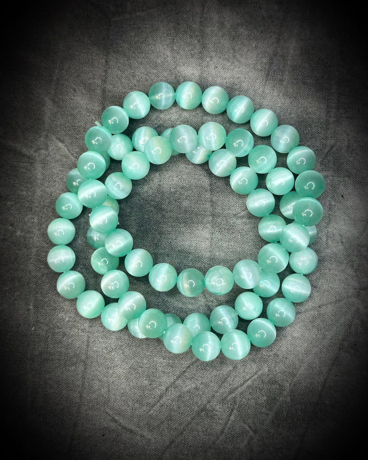 Mint Green colored Selenite crystal healing beaded bracelets for protection, grounding, emf shielding and gemstone magic!  Crystal stacking bracelets for gifting and everyday magic.