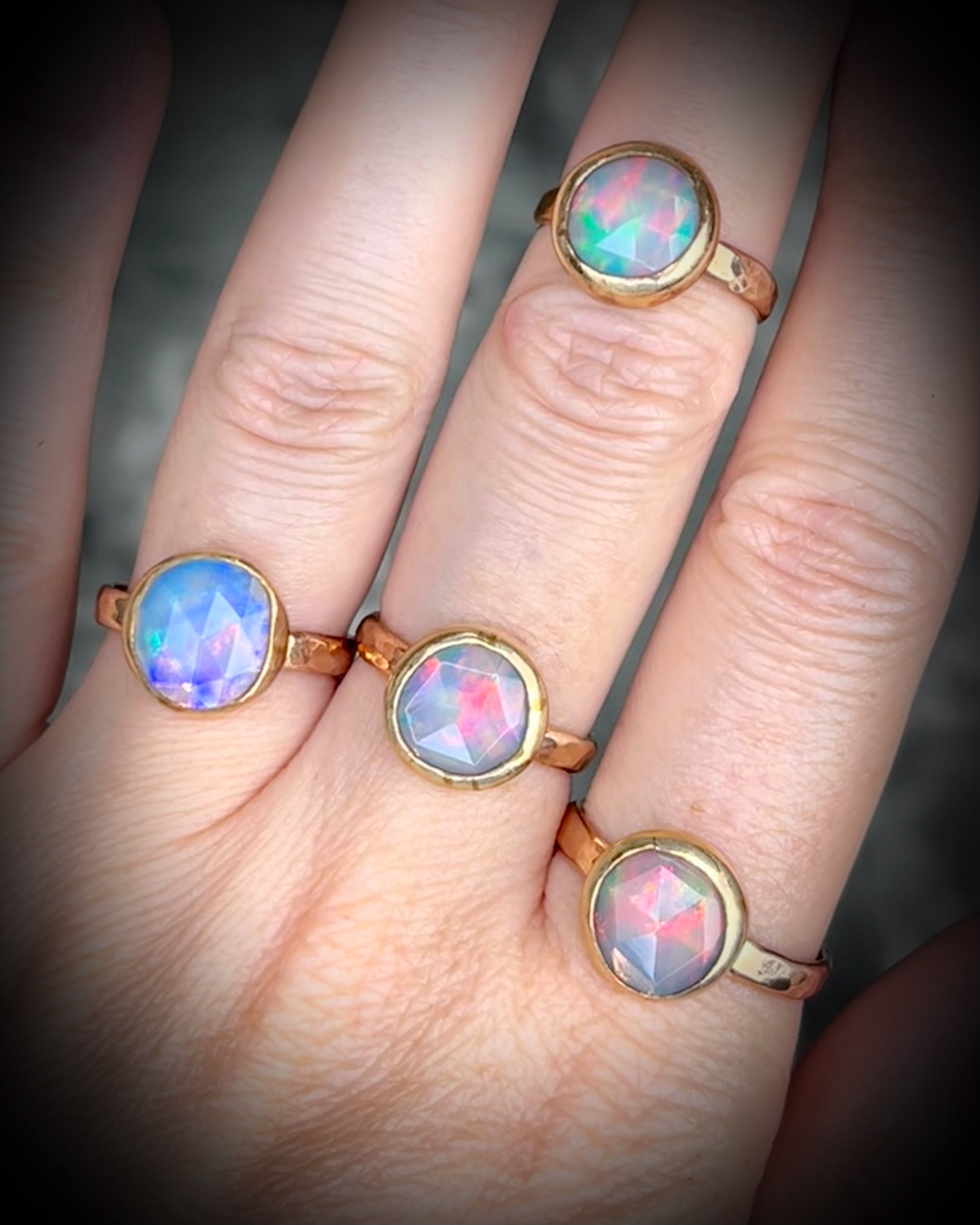 Handmade Opal gemstone birthstone ring set in gold filled silver, gold opal ring for her, October Birthstone jewelry for her.