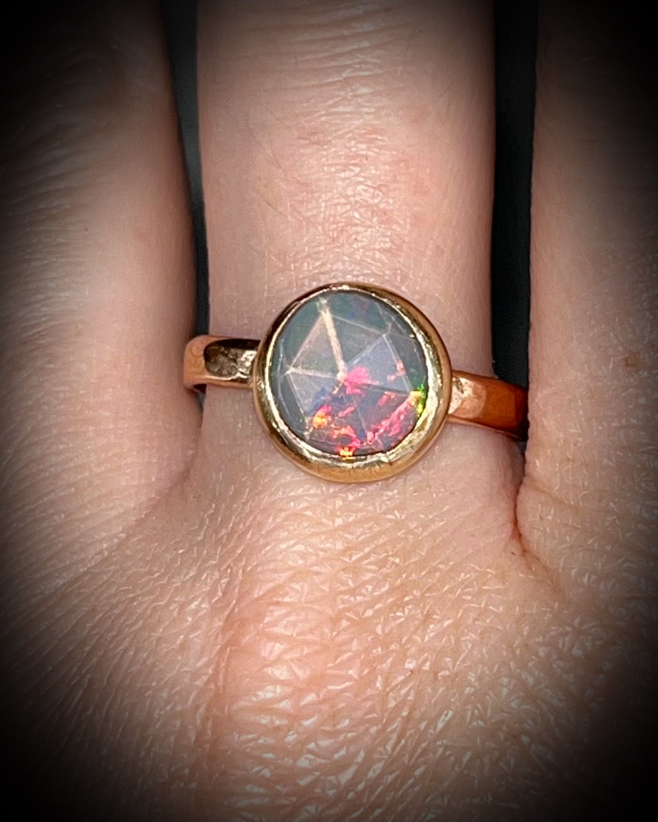 Handmade Opal gemstone birthstone ring set in gold filled silver, gold opal ring for her, October Birthstone jewelry for her.