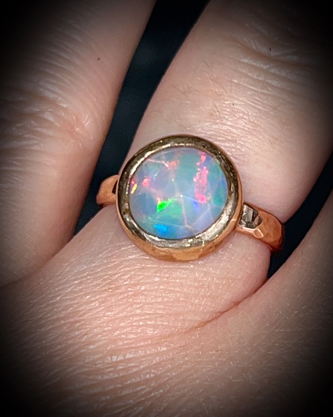 Handmade Opal gemstone birthstone ring set in gold filled silver, gold opal ring for her, October Birthstone jewelry for her.