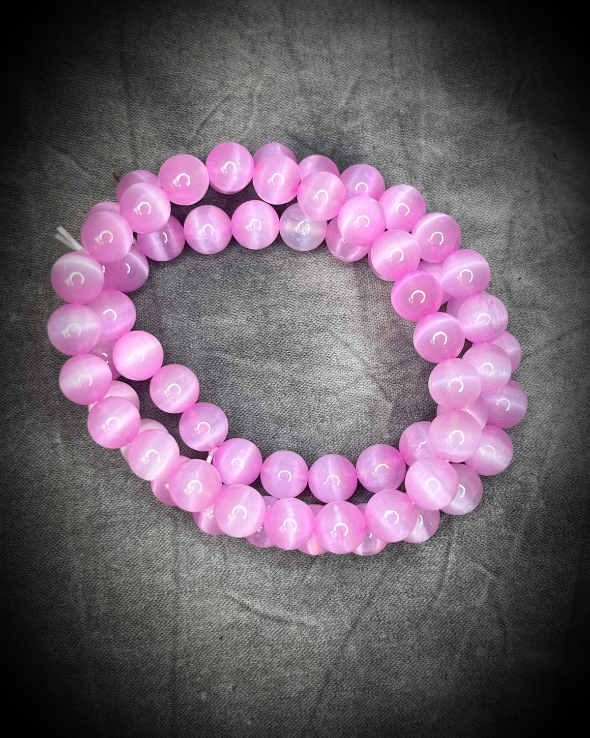 Pink Selenite crystal healing beaded bracelets for protection, grounding, emf shielding and gemstone magic!  Crystal stacking bracelets for gifting and everyday magic.