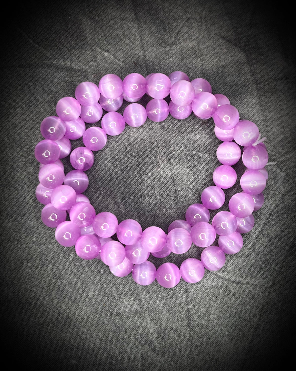 Orchid Pink Selenite crystal healing beaded bracelets for protection, grounding, emf shielding and gemstone magic!  Crystal stacking bracelets for gifting and everyday magic.