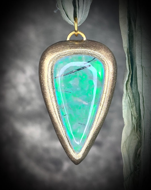 Sustainable 2025 Festival Jewelry! Prehnite Crystal Healing Handmade  Talisman on recycled silk self-love gift for her. Perfect as beach jewelry, travel jewelry or summer jewelry.