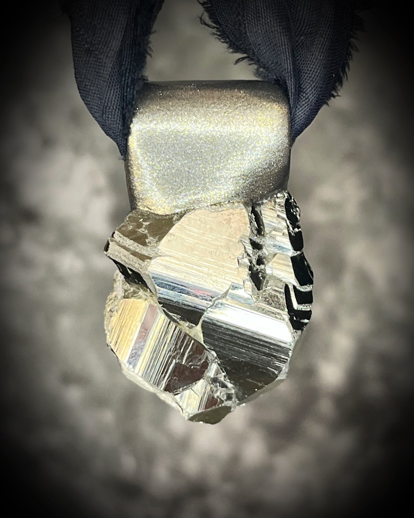 Pyrite manifestation and abundance talisman on recycled black silk - perfect holiday gift for her!