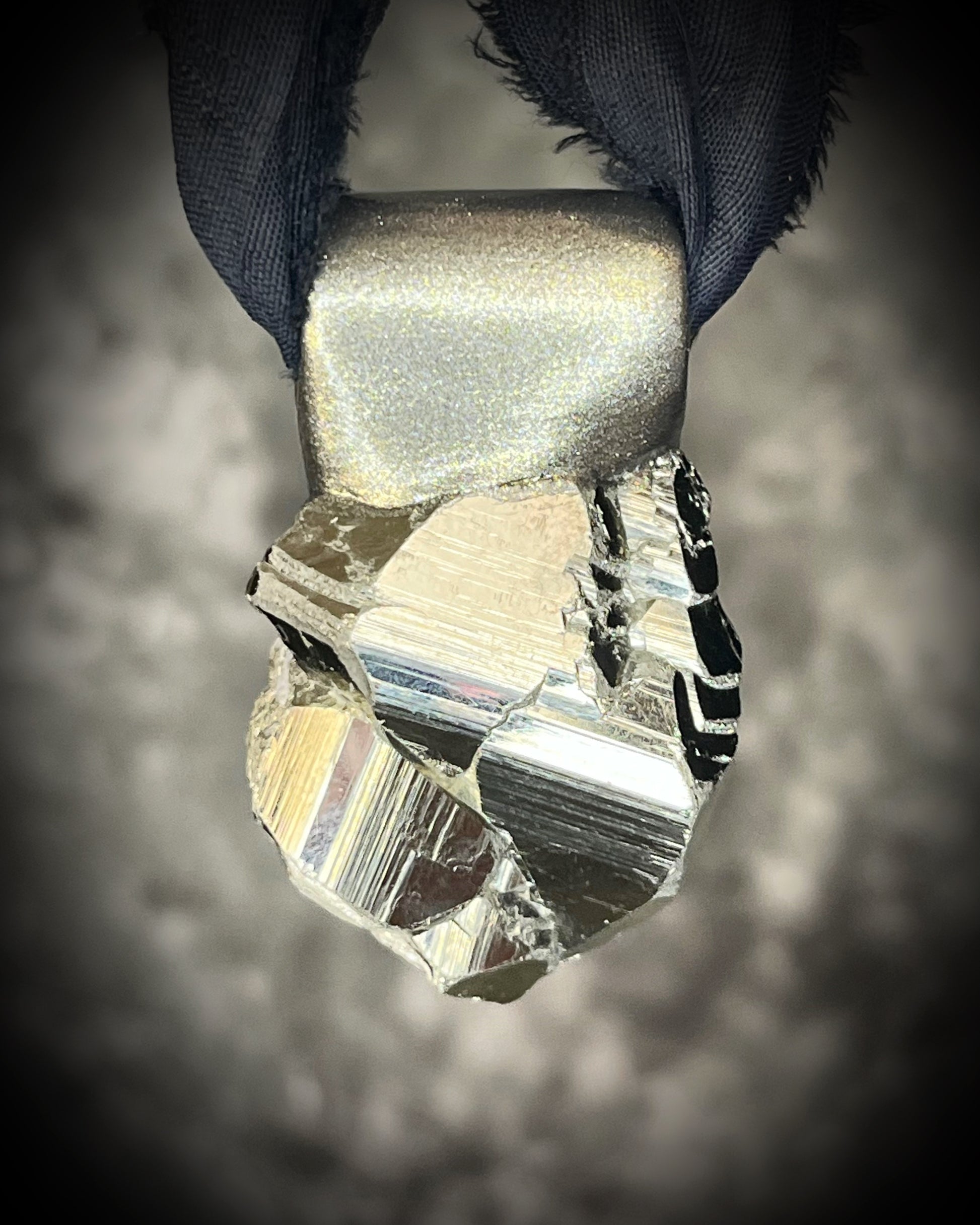 Pyrite manifestation and abundance talisman on recycled black silk - perfect holiday gift for her!