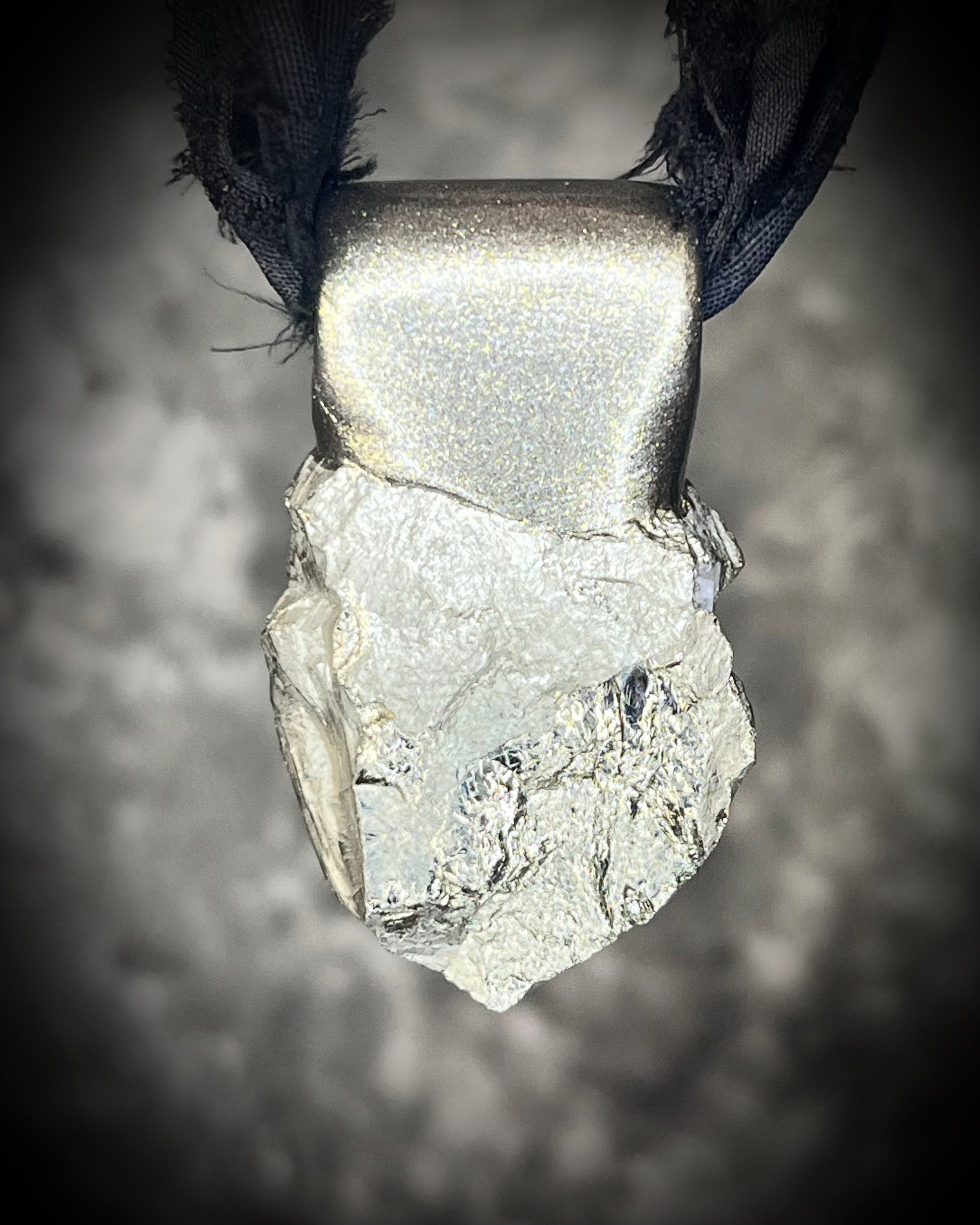 Pyrite manifestation and abundance talisman on recycled black silk - perfect holiday gift for her!