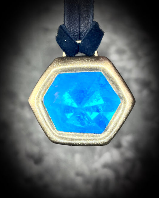 Quartz crystal Turquoise Flash handmade Gold necklace, hung from leather or recycled silk for a personalized and customizable boho vibe.  Best jewelry in Baltimore for summer, travel, pregnancy or everyday magic!