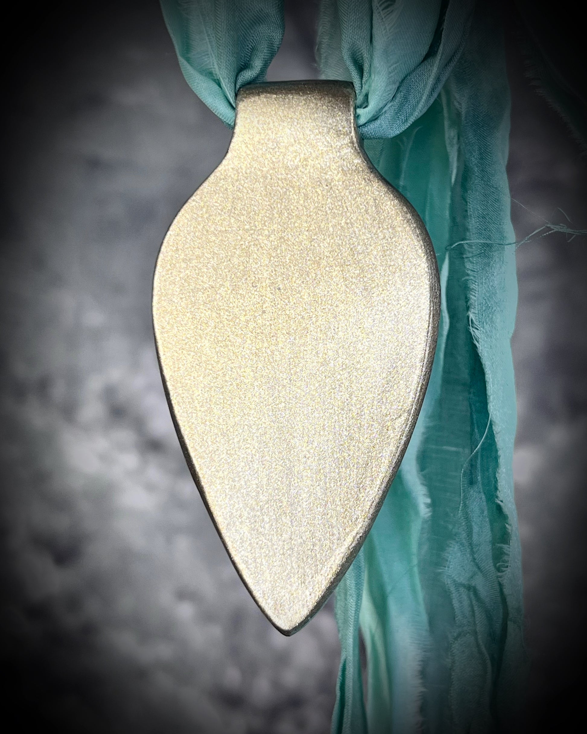 Rainbow Labradorite gemstone crystal healing talisman in Gold.  Handmade sculptural necklace gift for her on recycled silk for the eco-friendly goddess!