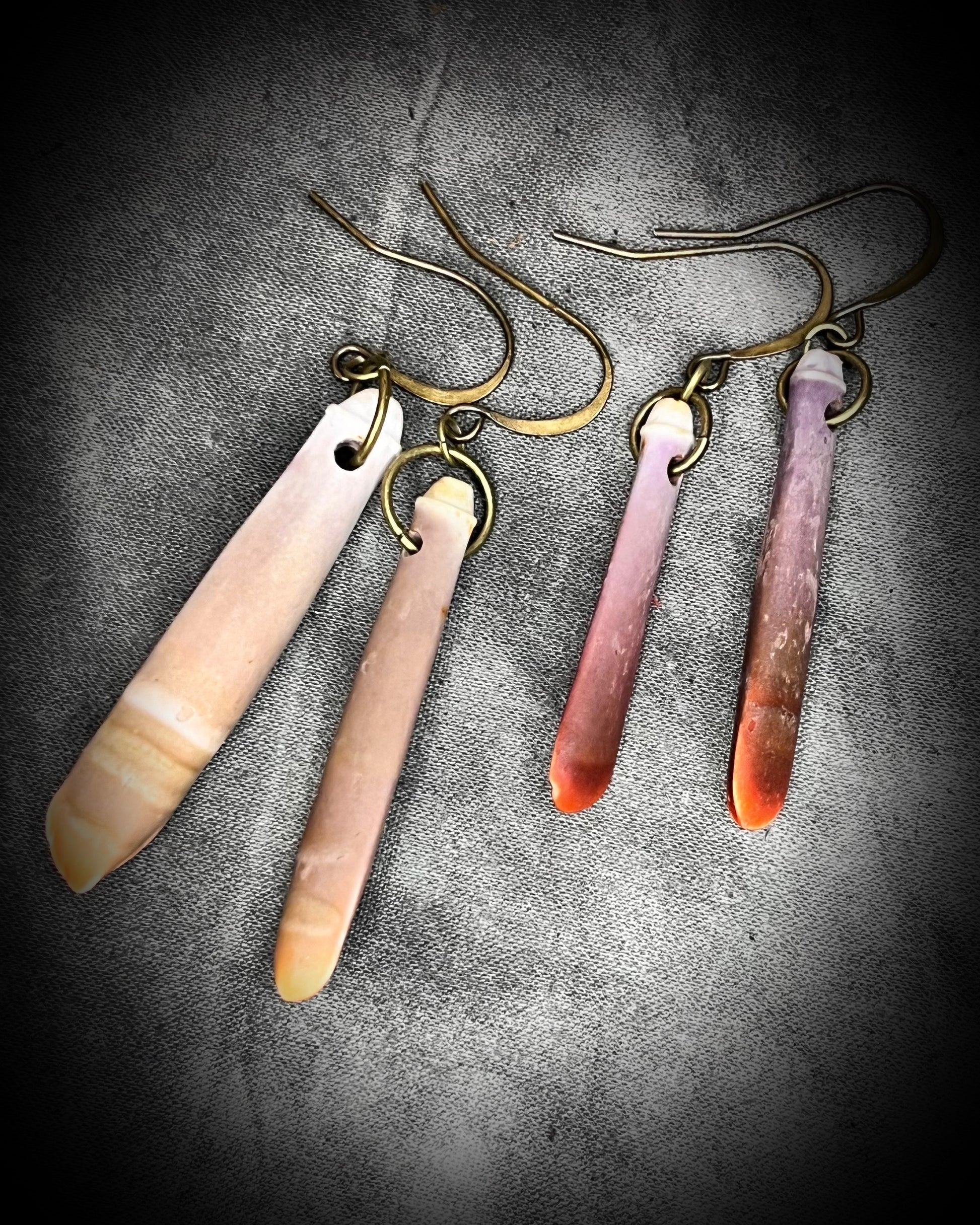 Sea urchin spine earrings on hypoallergenic brass hooks — bohemian ocean inspired statement jewelry.