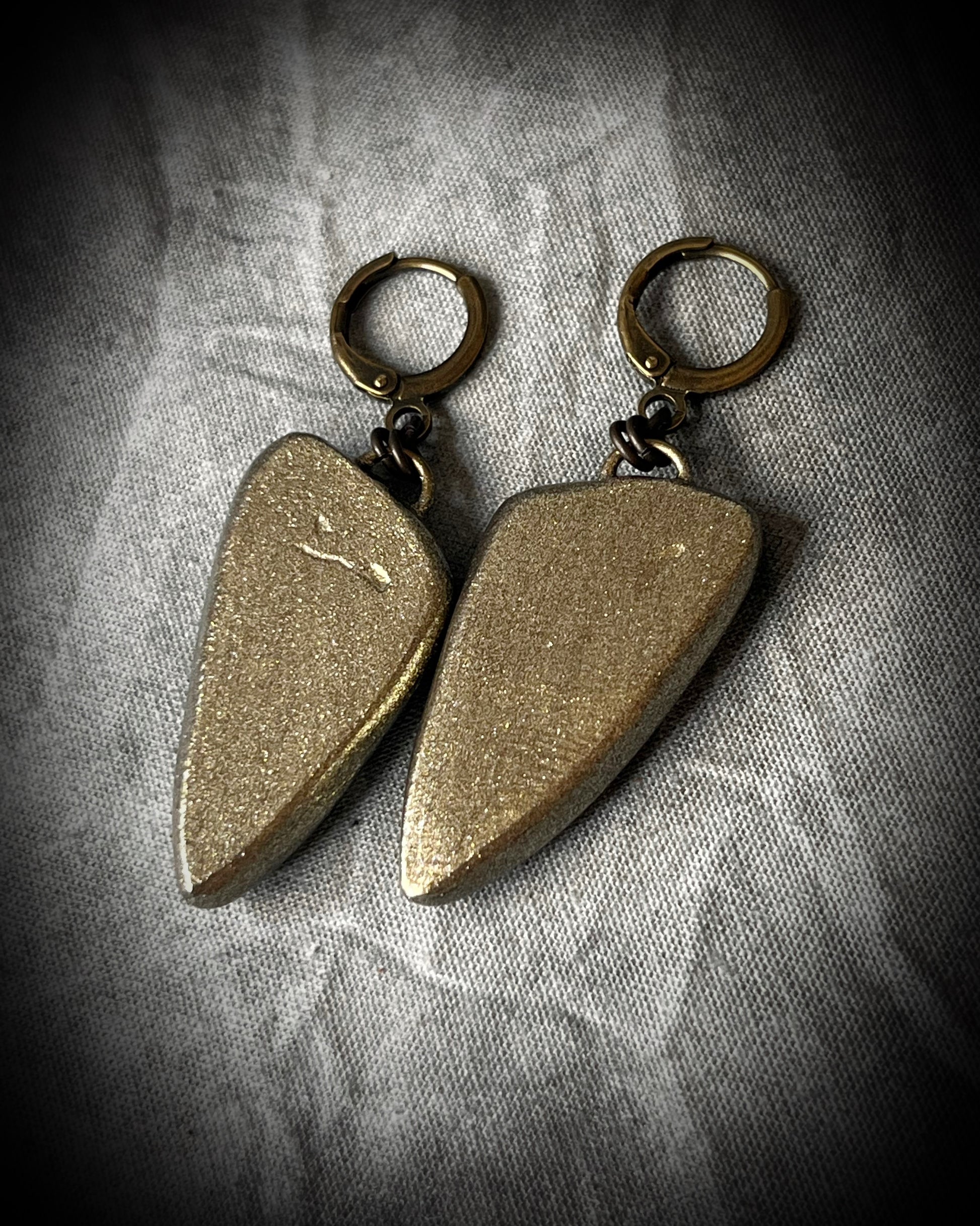 Sonora Sunrise Chrysocolla Earrings in Gold Finish with Brass Huggie Hooks. Empowering crystal jewelry gift for her.  