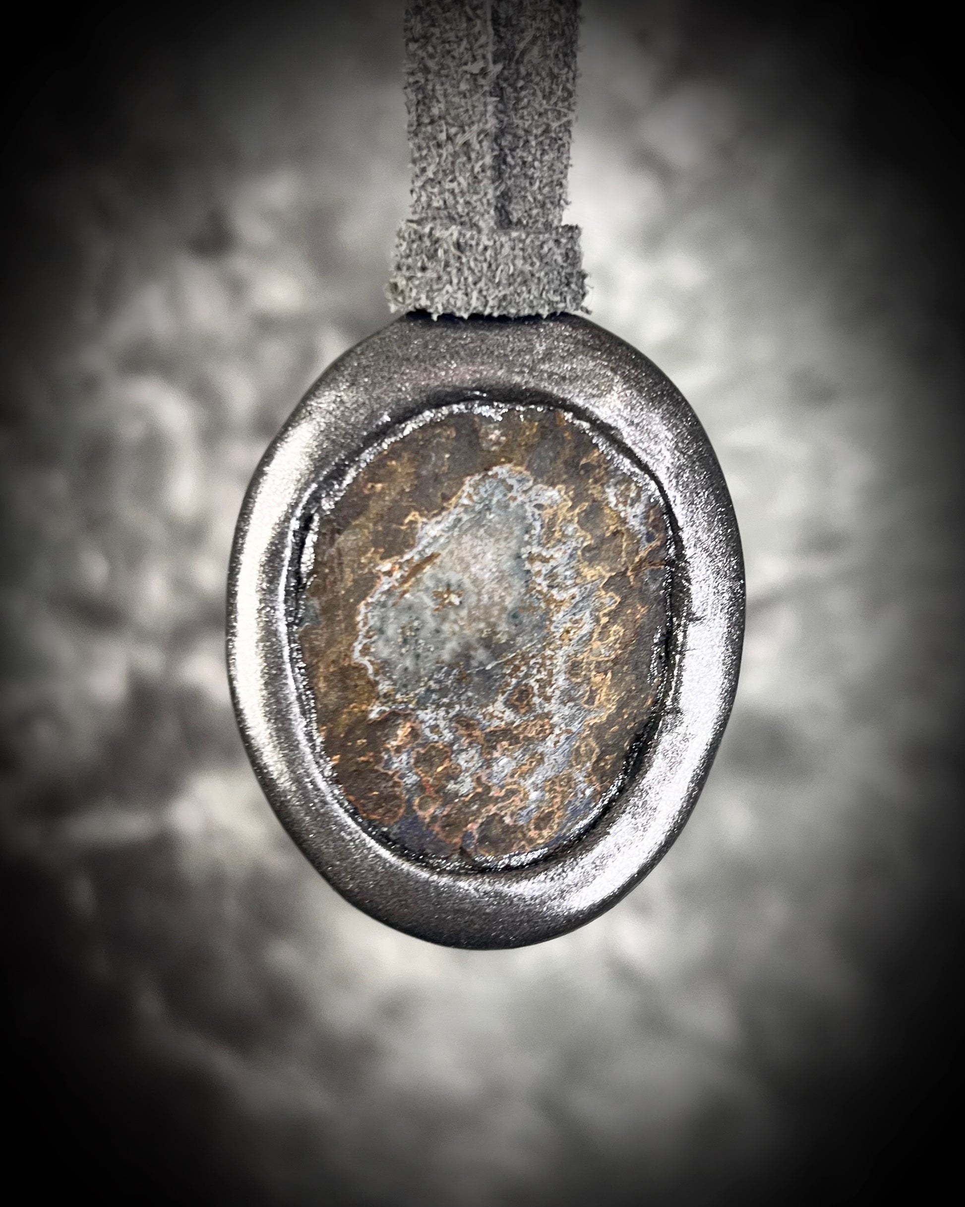 Sparkling druzy amethyst oval pendant in dark gunmetal silver on silver leather cord. Mystical crystal necklace for intuition, healing, and protection, handmade statement jewelry for spiritual seekers and gemstone lovers."