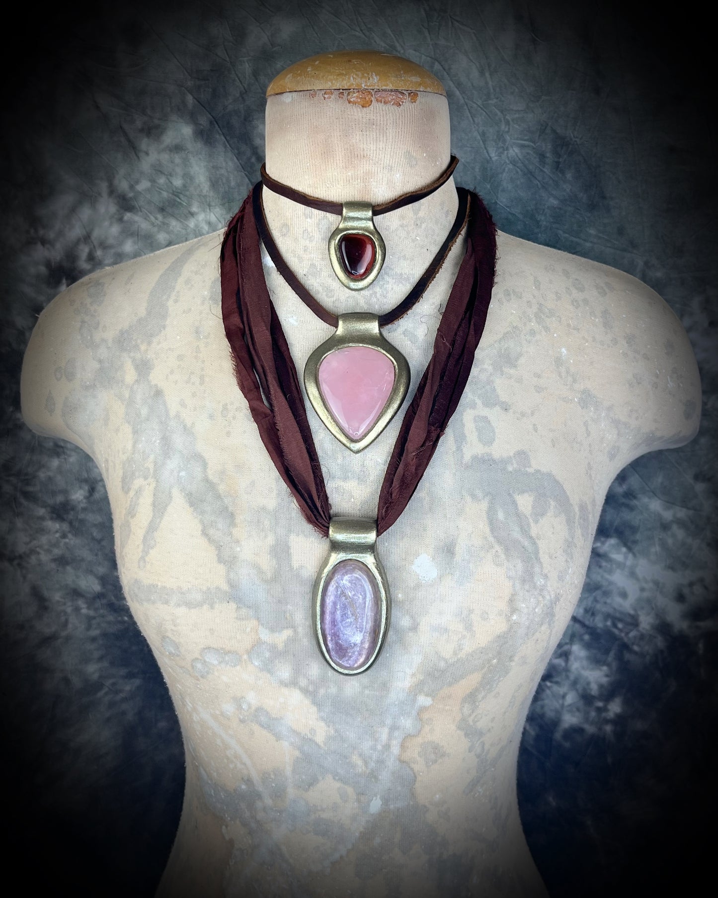 Teardrop Rose Quartz handmade crystal healing gemstone gift for her.  Hung from brown leather, this heart chakra talisman is the perfect gift for her, holiday jewelry or everyday magic!