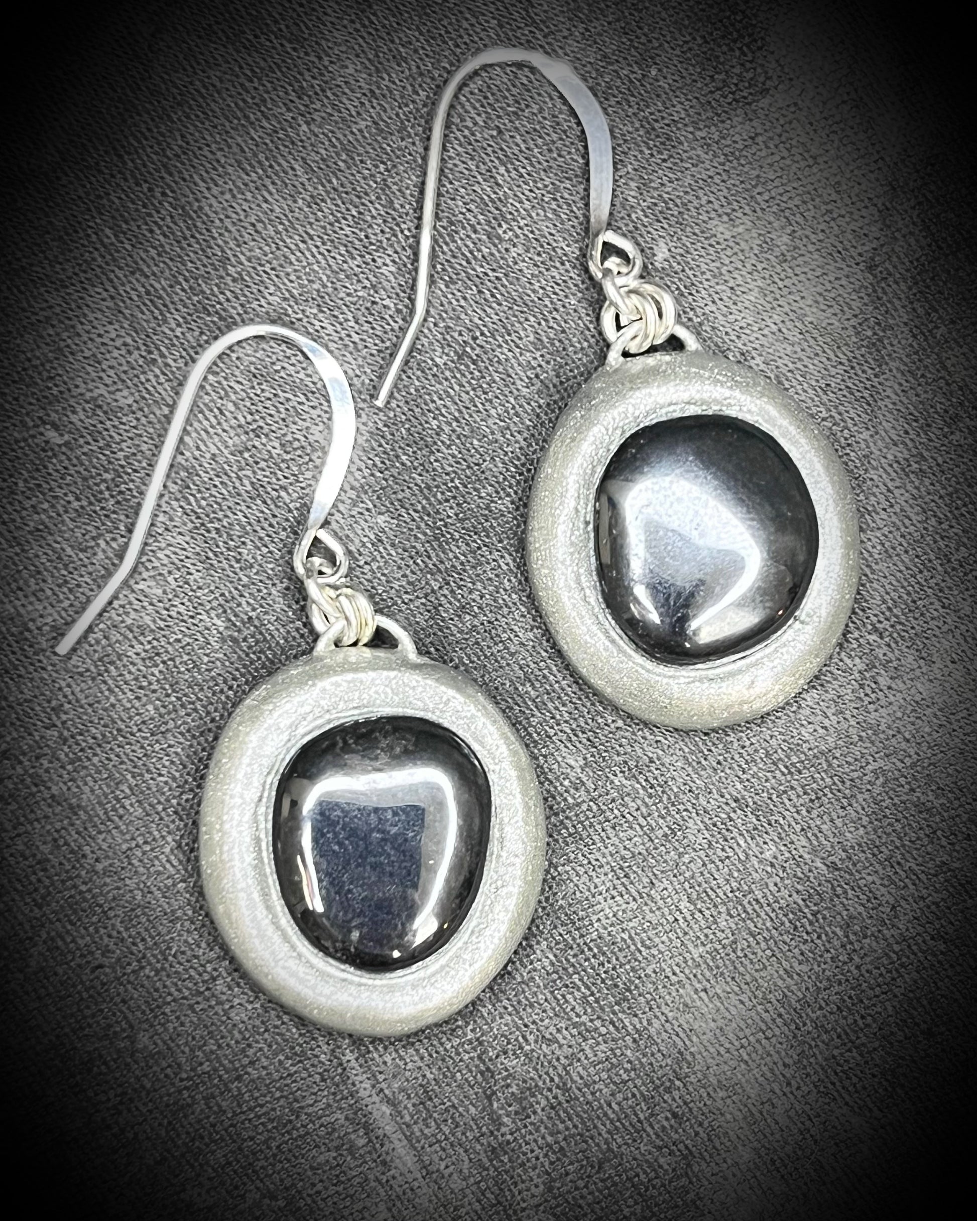 Hematite grounding and protection jewelry, handmade hematite crystal earrings with sterling silver earring hooks.