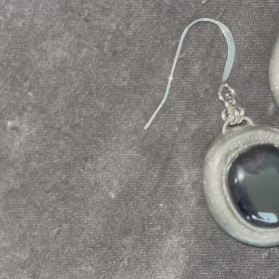 Hematite grounding and protection jewelry, handmade hematite crystal earrings with sterling silver earring hooks.