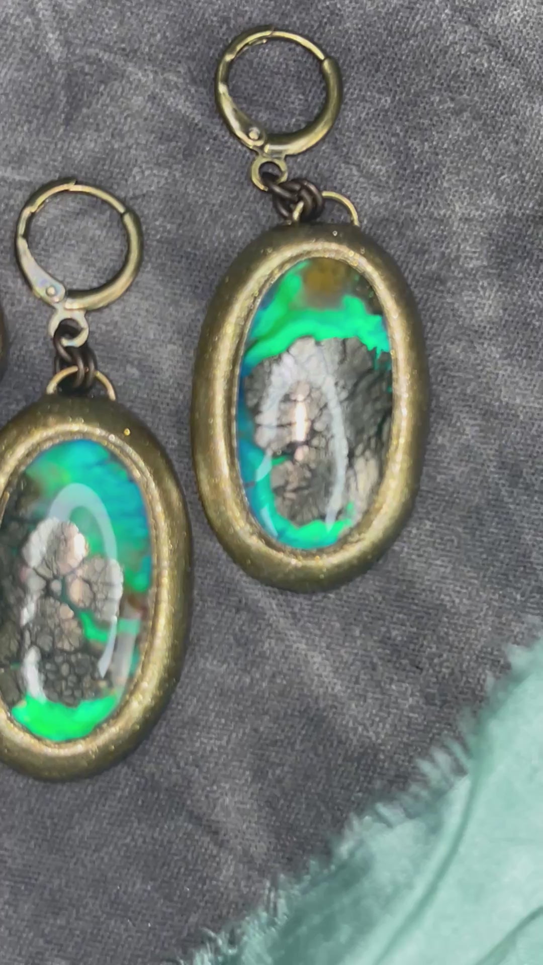 Marcasite Agate blue lagoon handmade gold teardrop earrings, handmade crystal mermaid earrings on brass hypoallergenic hooks.  