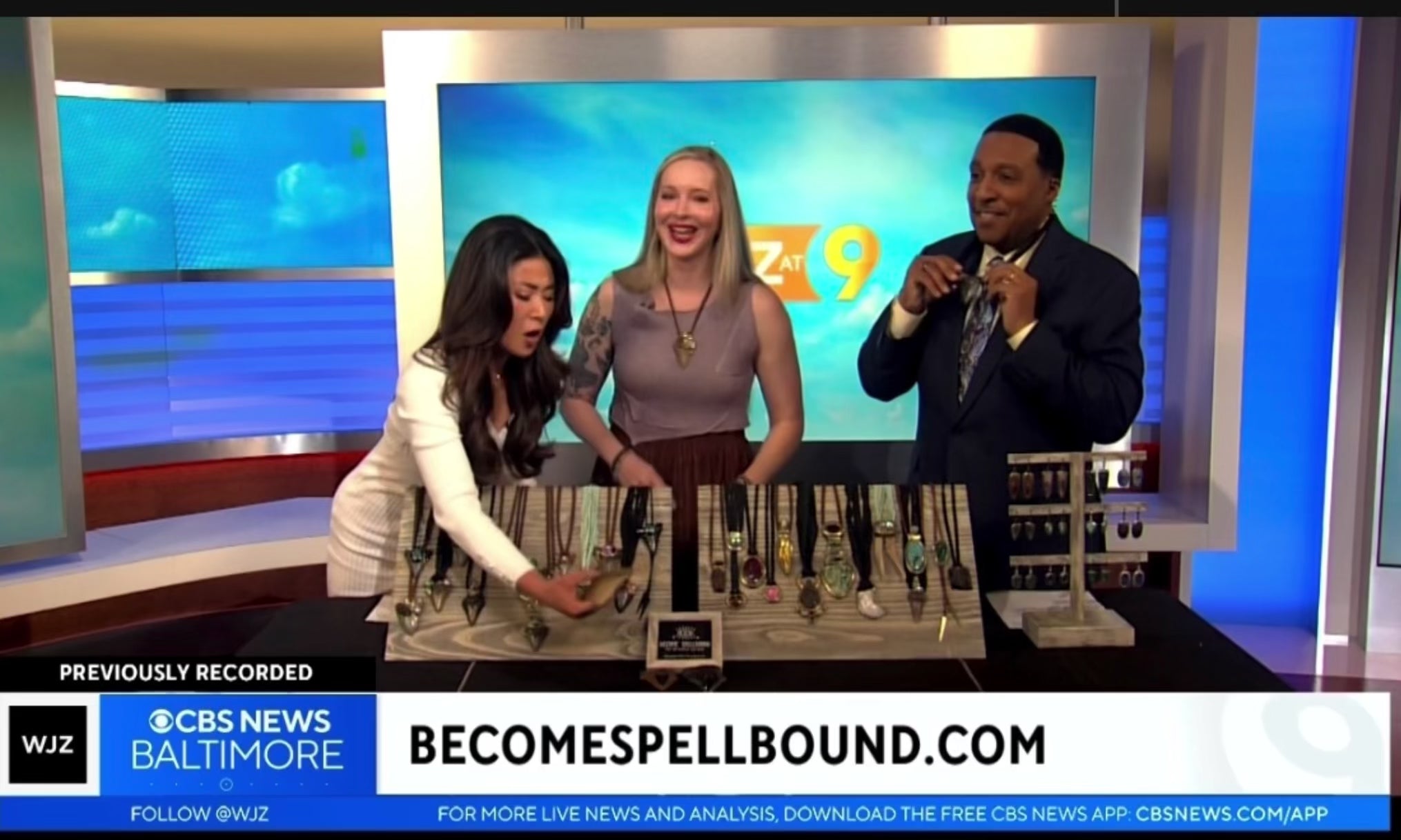 Load video: WJZ Baltimore CBS Morning News features Kari Dern of Become Spellbound. Maryland officially named the Megalodon as the state shark and Kari shares her handmade megalodon fossil jewelry. Genuine fossil necklaces, bolo ties and earrings made in the heart of Baltimore, Maryland.