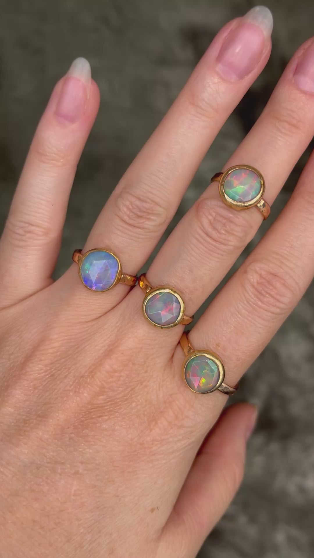 Handmade Opal gemstone birthstone ring set in gold filled silver, gold opal ring for her, October Birthstone jewelry for her.