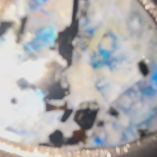 Rainbow Moonstone and Black Tourmaline bolo tie on black leather cord. Holiday gift for him, western boho jewelry.