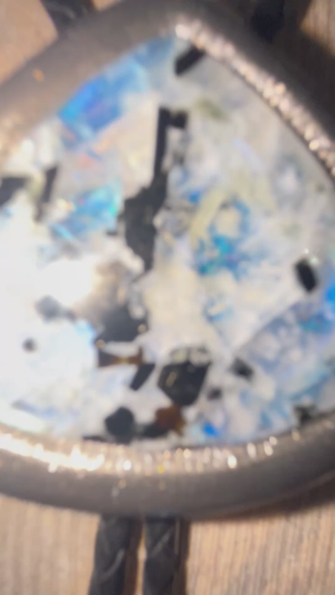 Rainbow Moonstone and Black Tourmaline bolo tie on black leather cord. Holiday gift for him, western boho jewelry.